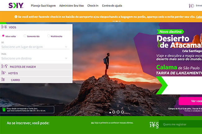 Printscreen Website SKY Airline